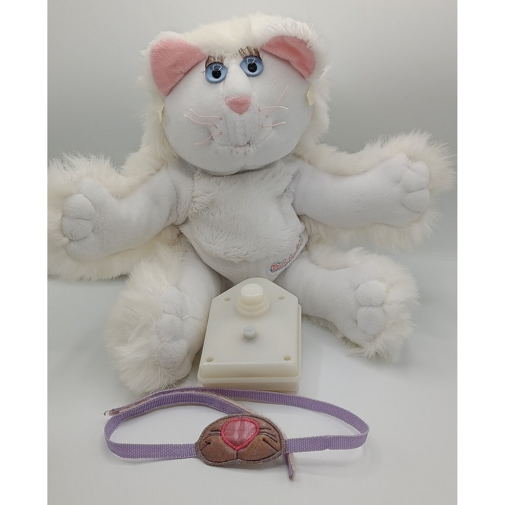 Vintage 14" FISHER PRICE Purr-Tenders WHITE Purring Plush Kitty Cat B3